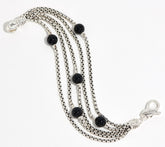 JAI Sterling Silver Multi Box Chain Black Onyx Bracelet, 8-1/4"